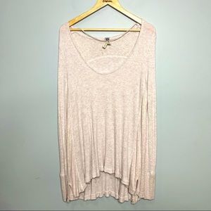 Free People Scoop Neck Fray Hem Shirt Cream Size L